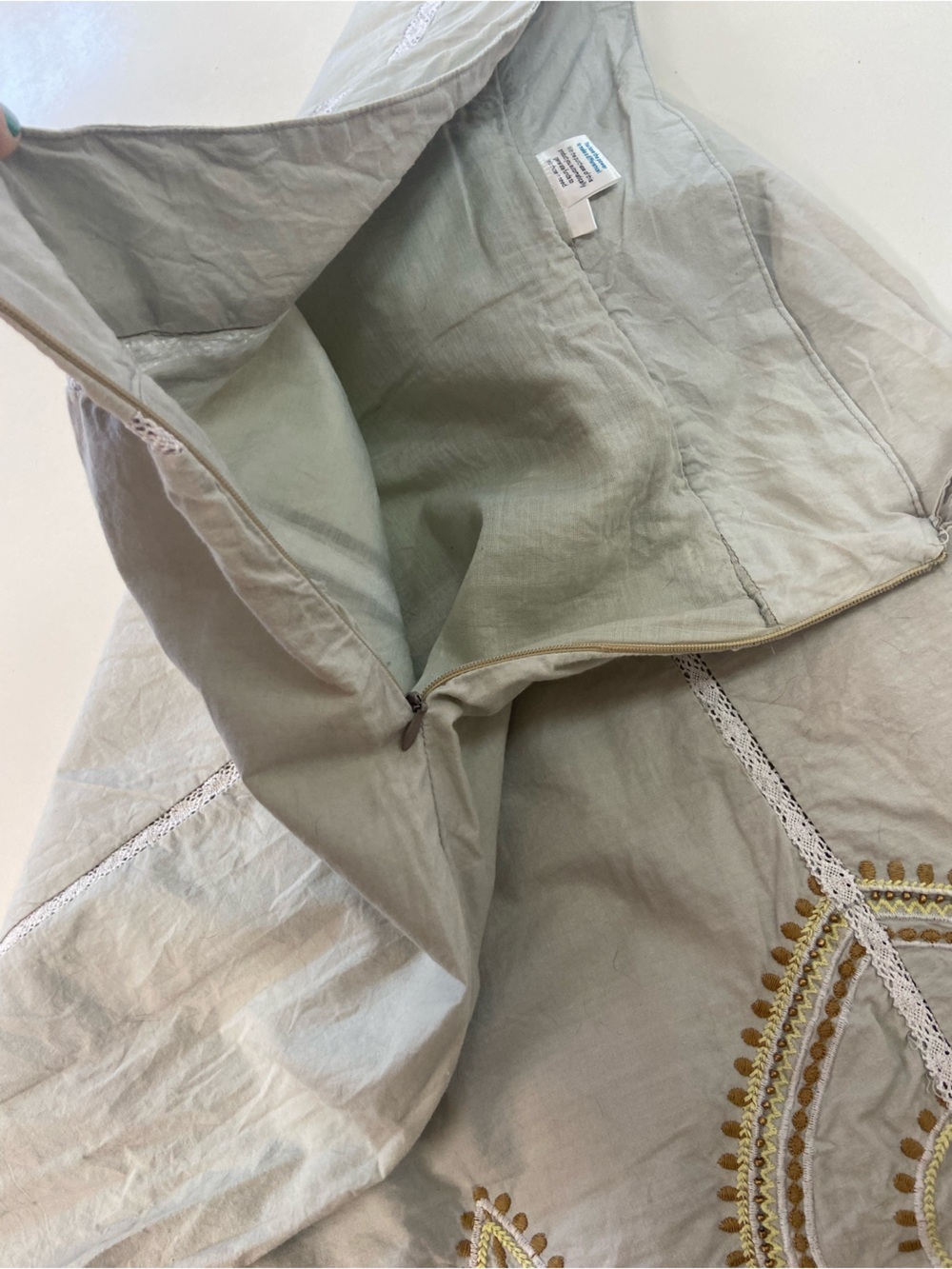 Vintage Cotton Muted Gray Maxi Skirt with Embroidery some defects women's size S - Picture 4 of 13